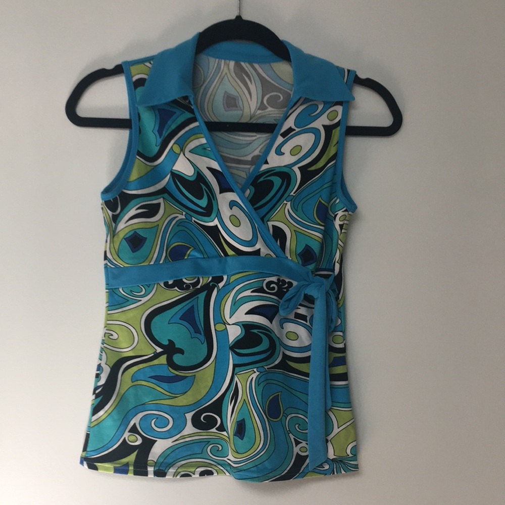 Bizarre - sleeveless faux wrap blouse